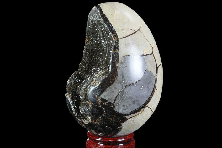 Septarian Dragon Egg Geode - Black Crystals #88511